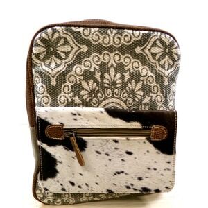 Myra Handbags Clique Backpack Bag Cowhide‎ Canvas & Leather S 1446